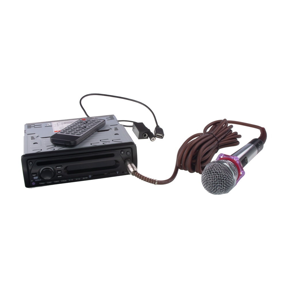 CARCLEVER 1DIN rádio pro autobusy s DVD/CD, 2x USB, SD, Bluetooth + HF, Mikrofon pro průvodce + prop HF (80825BUS)