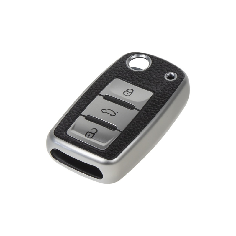 TPU obal pro klíč Škoda, VW, Seat, stříbrný (484VW105S)