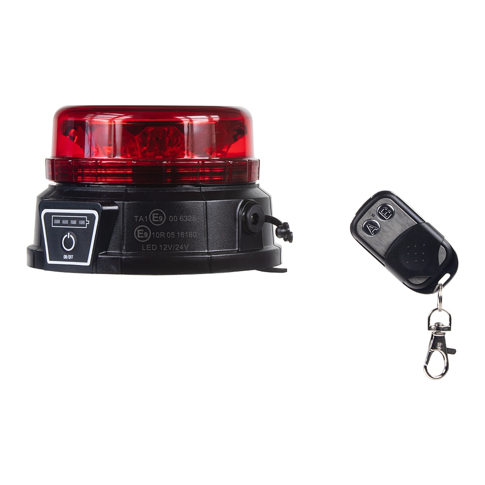 AKU LED maják, 12x3W červený, dálkové ovládání, magnet, ECE R10 (wlbat185redRE)