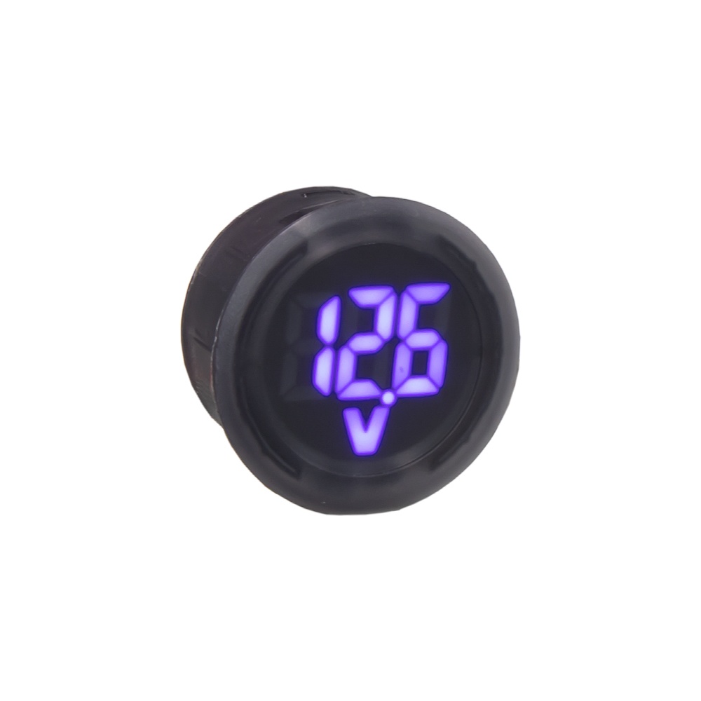 x Digitální voltmetr kulatý 5 - 100V, modrý (34593B)