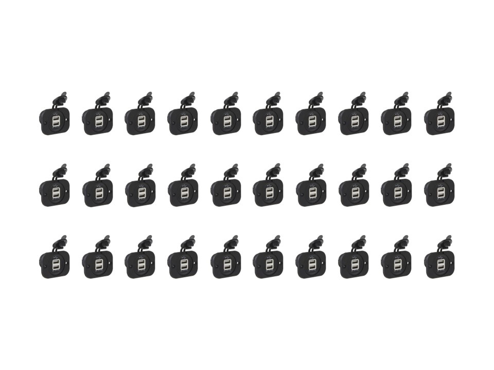 Balení 20ks 2x USB nabíječka (zásuvka) voděodolná do panelu (34523A-20)