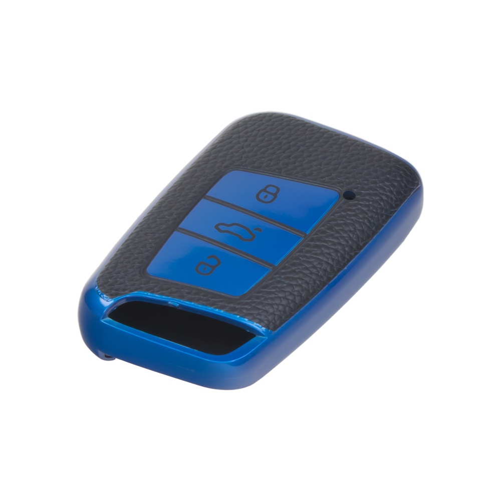 TPU obal pro klíč VW Passat B8, modrý-kůže (484VW123LB)