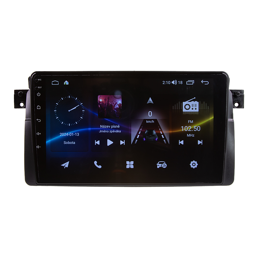 CARCLEVER Autorádio pro BMW E46 M3 98-05 s 9 LCD, Android, WI-FI, GPS, CarPlay, 4G, Bluetooth, 2x USB (80818A4)
