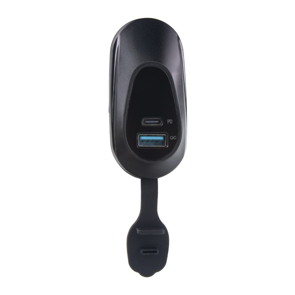 USB QC3.0 + USB-C zásuvka 12/24V, montáž na povrch (34710.1)