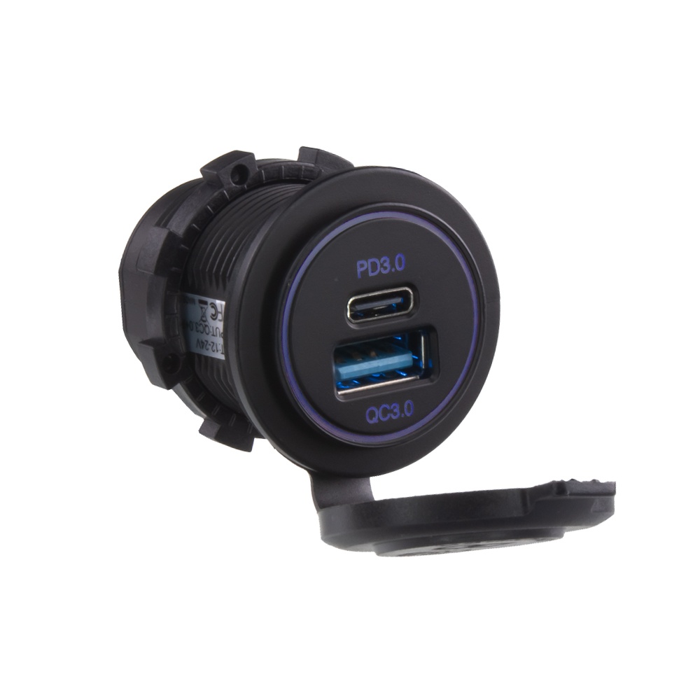 USB QC3.0 + USB-C zásuvka 12/24V (34657N)