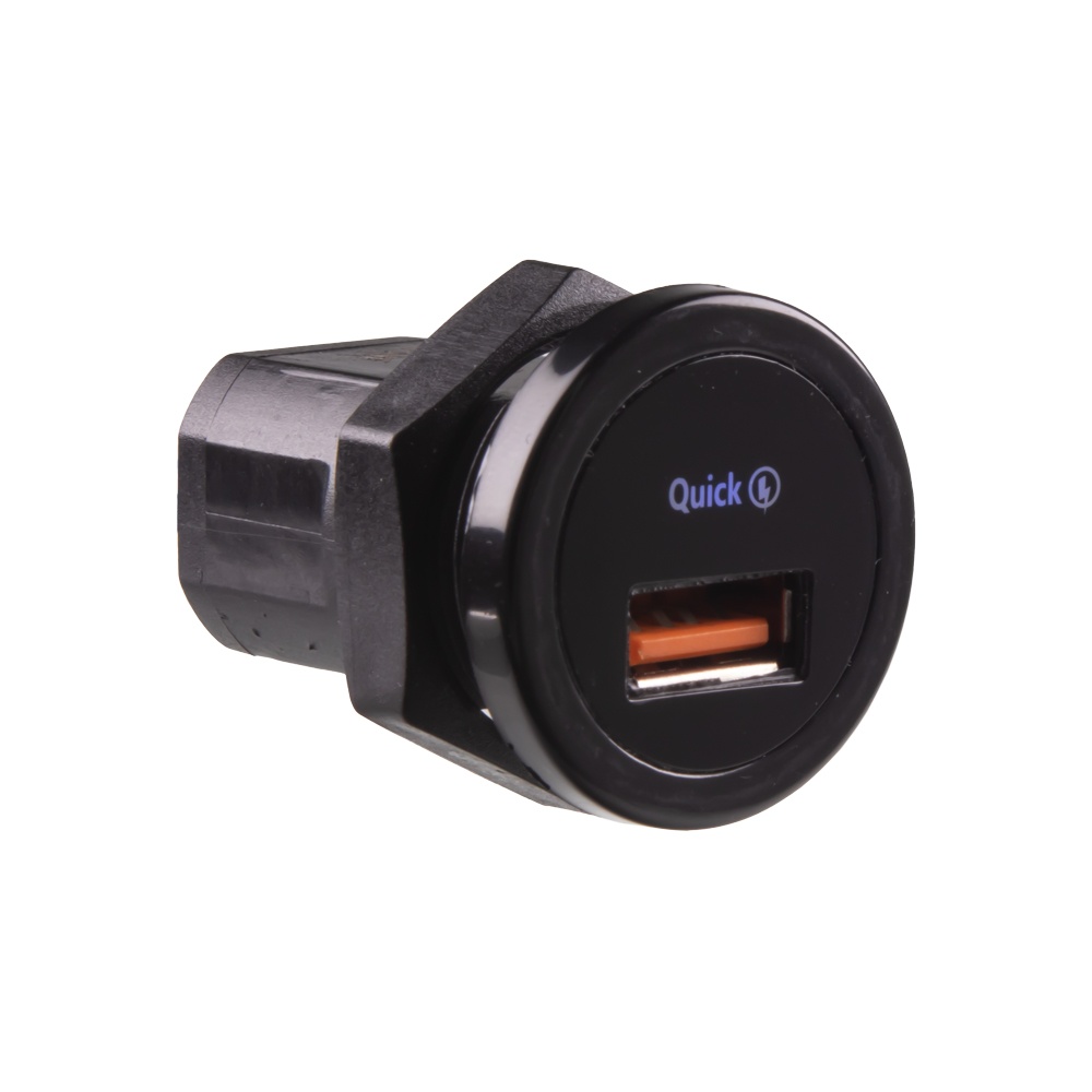 USB nabíječka QC3.0 do panelu, kulatá, 12/24V (34717)