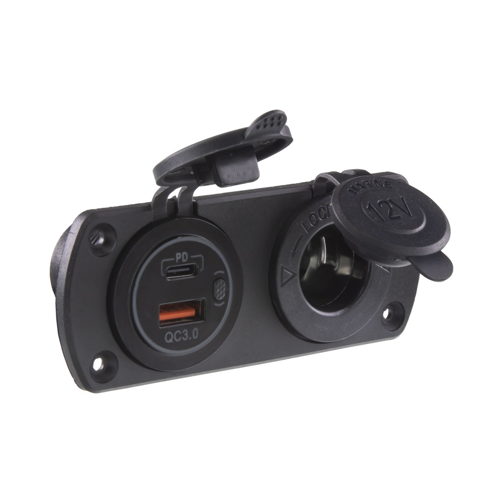 Dvojitá zásuvka do panelu 1x CL + 2x nabíječka USB voděodolná (34524.2)