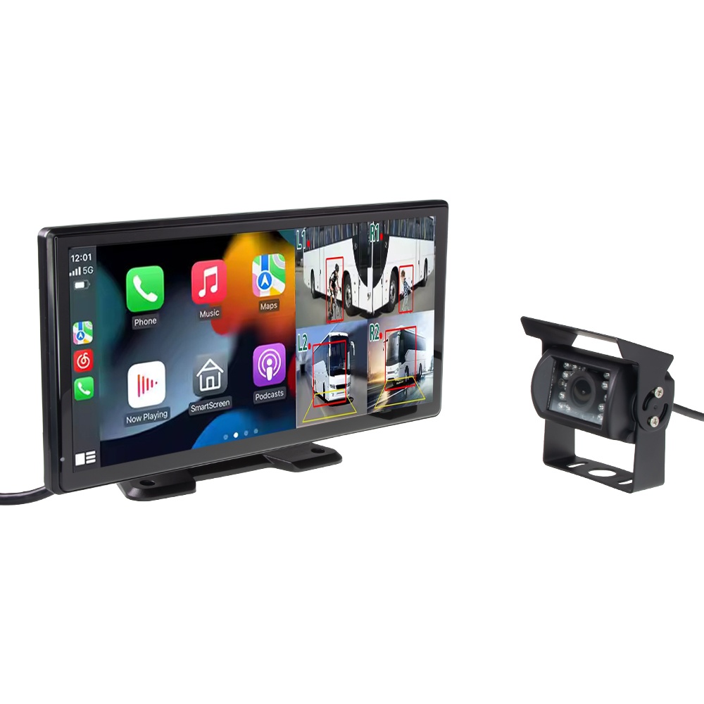 CARCLEVER Set monitor 10,36 4x 4PIN s Apple CarPlay, Android auto, Bluetooth, DVR, BSD, + kamera + 15m kabel (ds-136caBSDset)