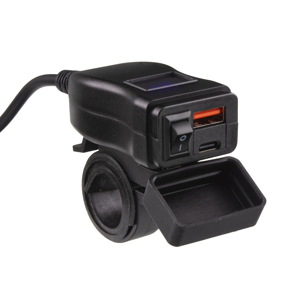 USB/USB-C nabíječka s voltmetrem na motocykl (34707B)