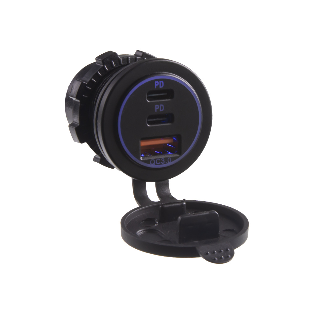 USB QC3.0 + 2xUSB-C zásuvka 12/24V (34720)