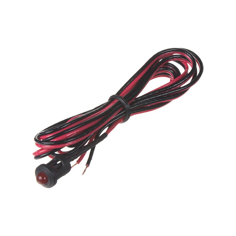 Červená blikací kontrolní LED s objímkou a kabelem (se006red)