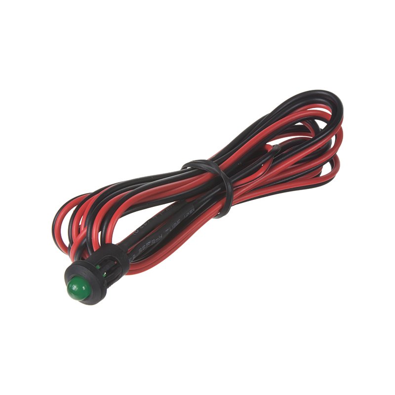 Zelená blikací kontrolní LED s objímkou a kabelem (se006green)
